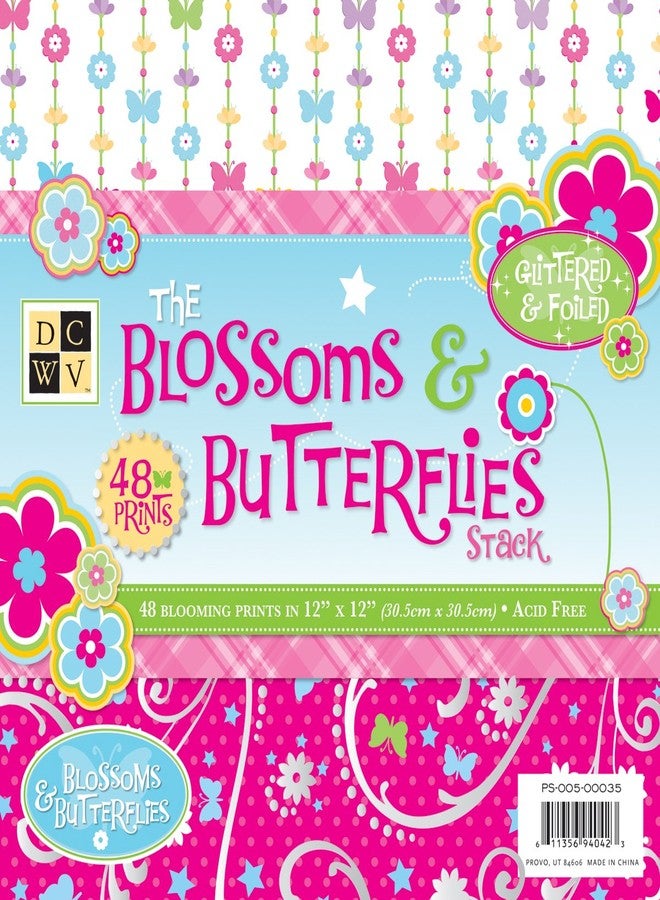 DCWV Die Cuts DCWV Glittered and Foiled, Blossoms and Butterflies, 48 Sheets, 12 x 12 inches - Image 1